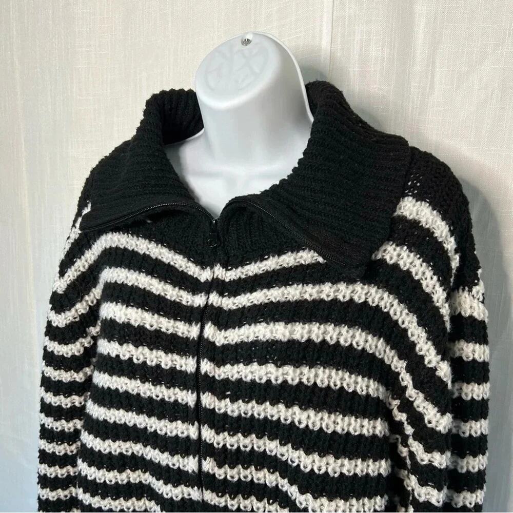 Self Esteem Stripped Collared Zip Up Sweater - image 2